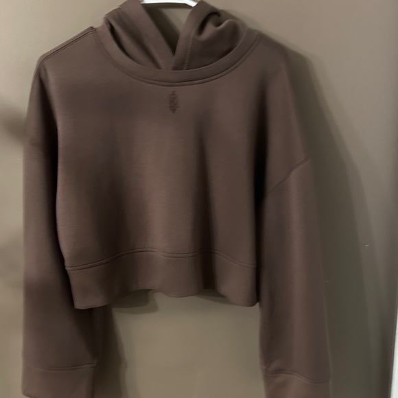 Free People Chocolate Brown Cropped Hoodie - Picture 1 of 6